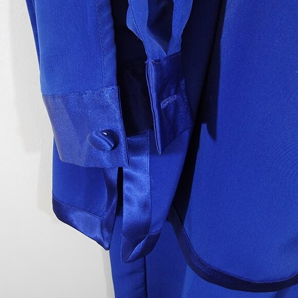 Christie & Jill Pajama Set Polyester‎ Button Up Shirt Blue Womens XL Vintage EUC - Picture 4 of 9